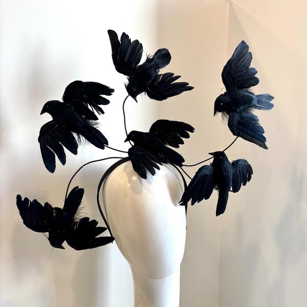 Black Fascinator- Crow Headpiece- Derby- Racing Fashion