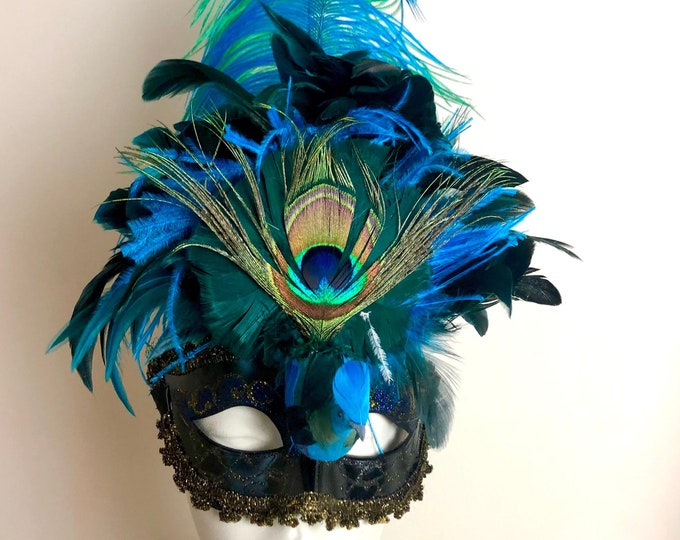 Blue Masquerade Mask- Peacock Mask
