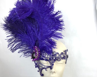 Purple Masquerade Mask- Mardi Gras Masked Ball