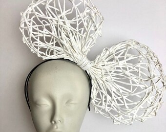 Bow fascinators- Large white bow headband