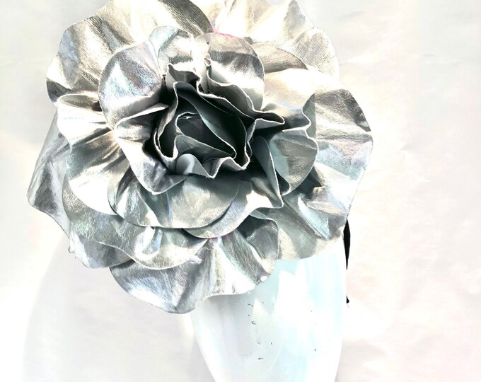 Silver Rose Fascinators -Kentucky derby- silver headpiece