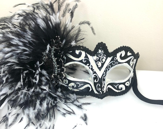 Black white masquerade Masks -Mardi Gras -Venetian
