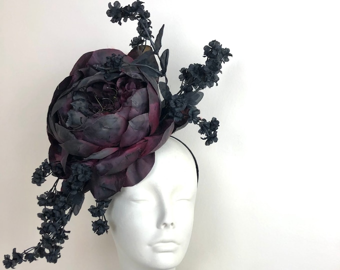 Black wine Fascinators -Derby -Wedding -Flower Hat