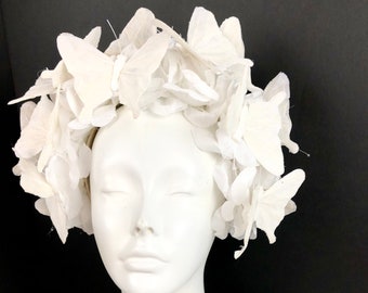 Butterfly Headband- Diner en blanc- Fascinator- White headpiece