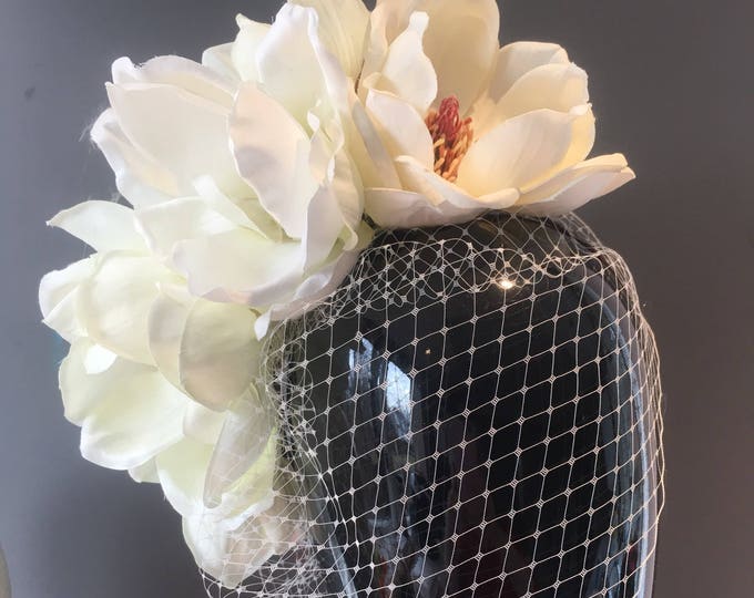 Ivory Fascinator- Veiled Floral Headband