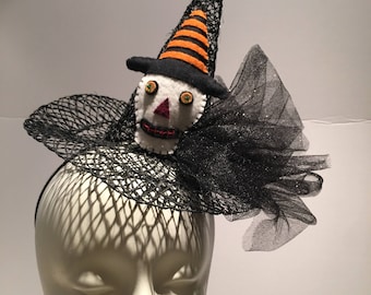 Witches Hat- Witch Fascinator- Mini Halloween Hat- Wicked Witch