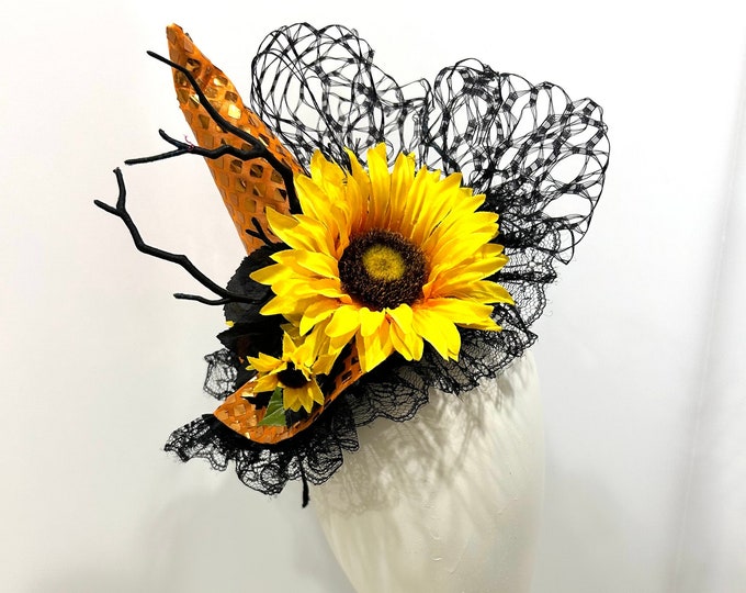 Witch hat- Sun Flower Fascinator -Halloween costume