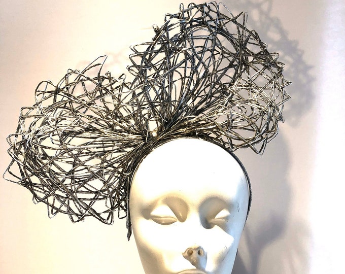 Silver Bow fascinator- Large bow headband