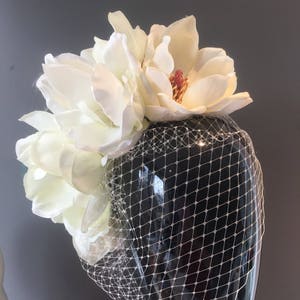 Ivory Fascinator- Veiled Floral Headband