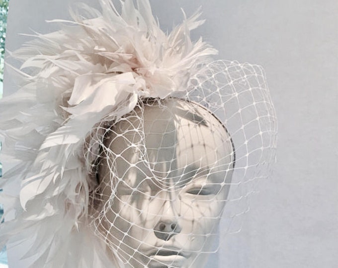 White Birdcage Fascinator- Cocktail hat- Diner en Blanc- Wedding