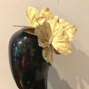 Gold fascinator- Butterfly Headpiece- Mad Hatter- Wedding