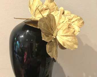 Gold fascinator- Butterfly Headpiece- Mad Hatter- Wedding