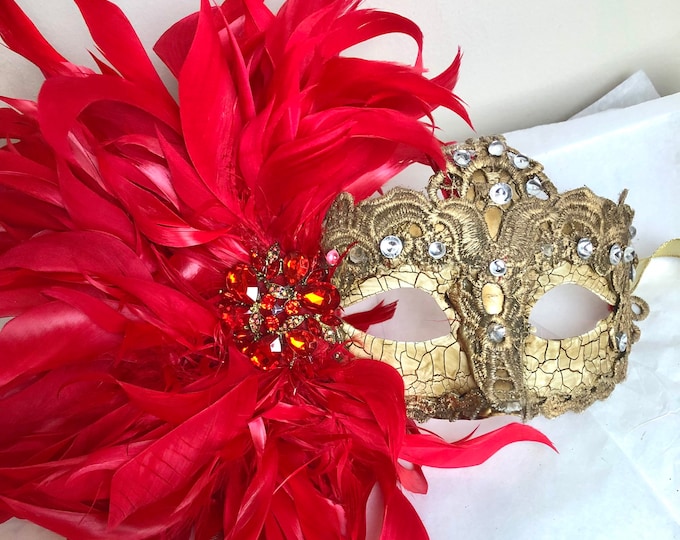Red masquerade mask- Masked Mardi Gras
