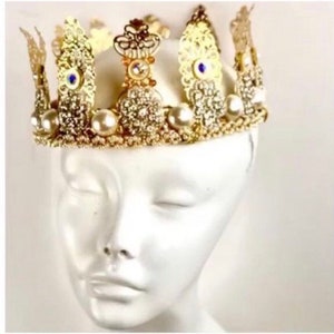 Gold crown- Birthday headband- Pearl and gold headpiece