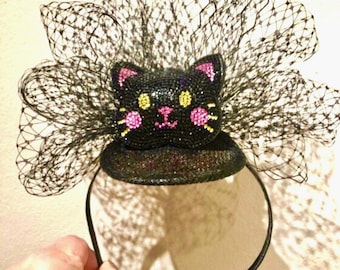 Black Cat Fascinator- Halloween