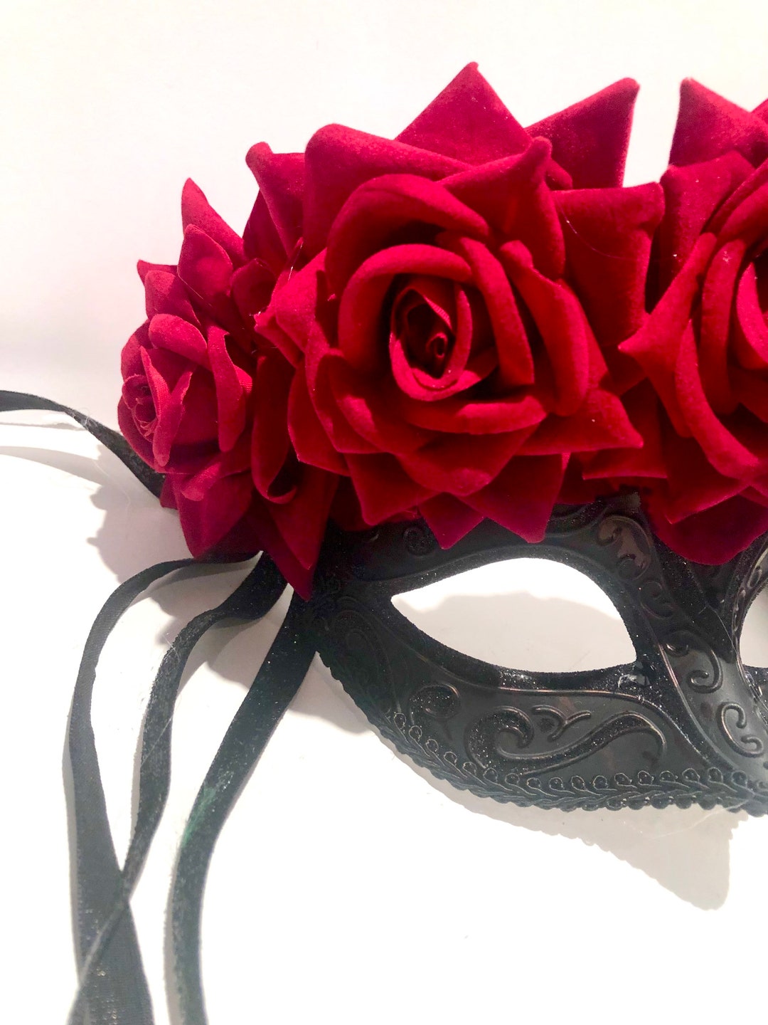 Red Masquerade Mask- Rose Mask - Etsy