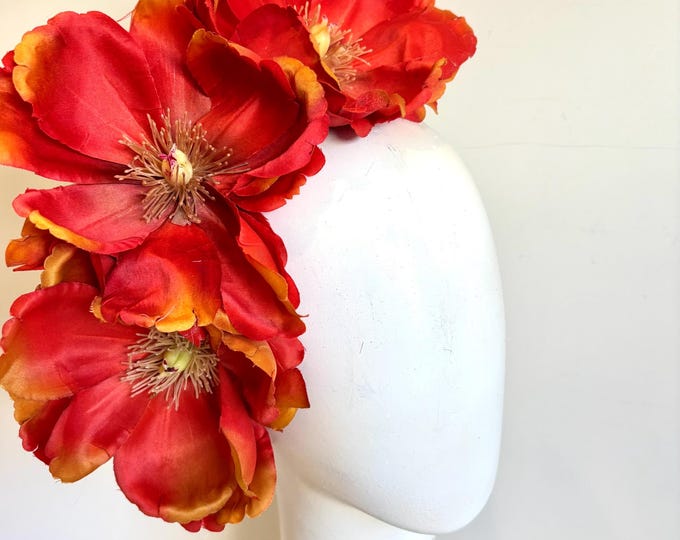 Orange Fascinator- Fall Hatinator- Flower accessory