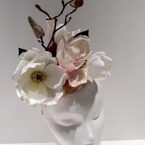 Mauve magnolia Fascinator with pin