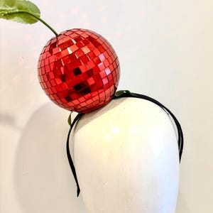 Cherry Fascinator Headband -Disco ball cherry