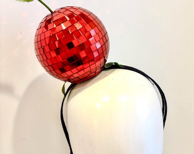 Cherry Fascinator Headband -Disco ball cherry
