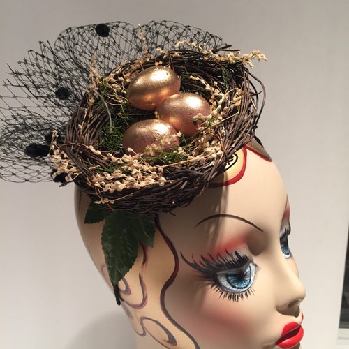 Gold Fascinator Bird Nest Headband Etsy