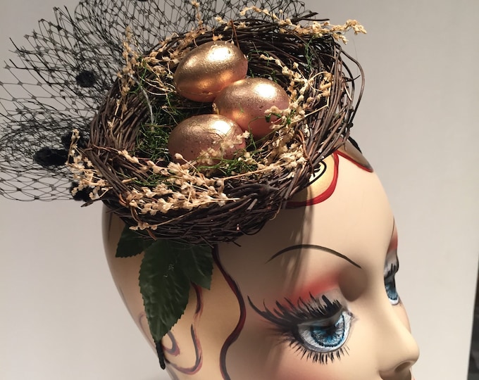 Gold Fascinator- Bird nest headband
