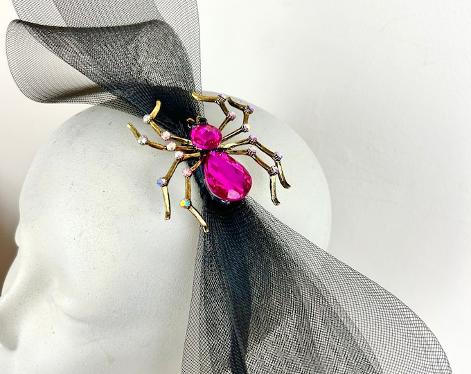 Crystal Spider fascinator -spider headband- Black widow