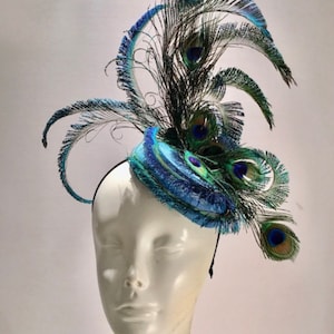 Peacock Fascinator- Navy Hat- Derby image 1