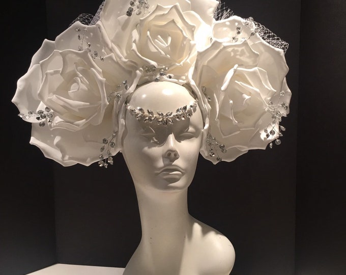 Large White Fascinators -Derby Headband- All White Party