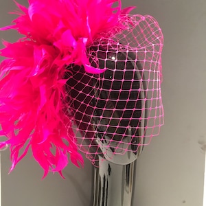 Pink Fascinator- Veiled hat- Wedding-