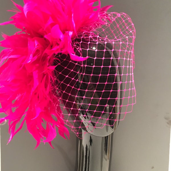 Pink Fascinator- Veiled hat- Wedding-