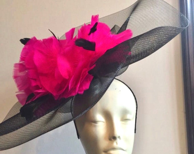 Fuchsia Hat- Hot Pink Fascinator- Ladies Luncheon