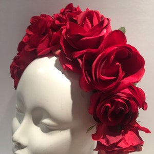 Red Rose headdress Floral headband image 5