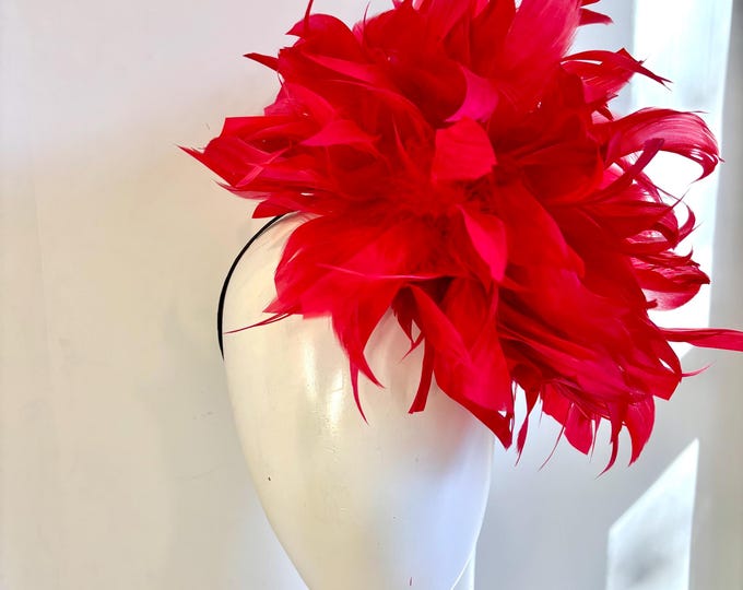 Red Fascinator- Derby Hat