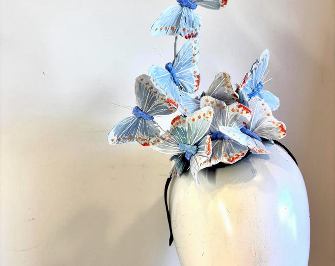 Lt Blue Butterfly  fascinator- Derby Hat- Hat Lunch