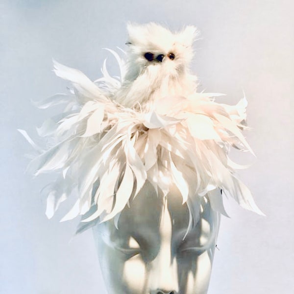 White Fascinators- Owl Costume- Diner en Blanc