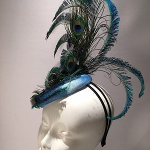 Peacock Fascinator- Navy Hat- Derby image 8