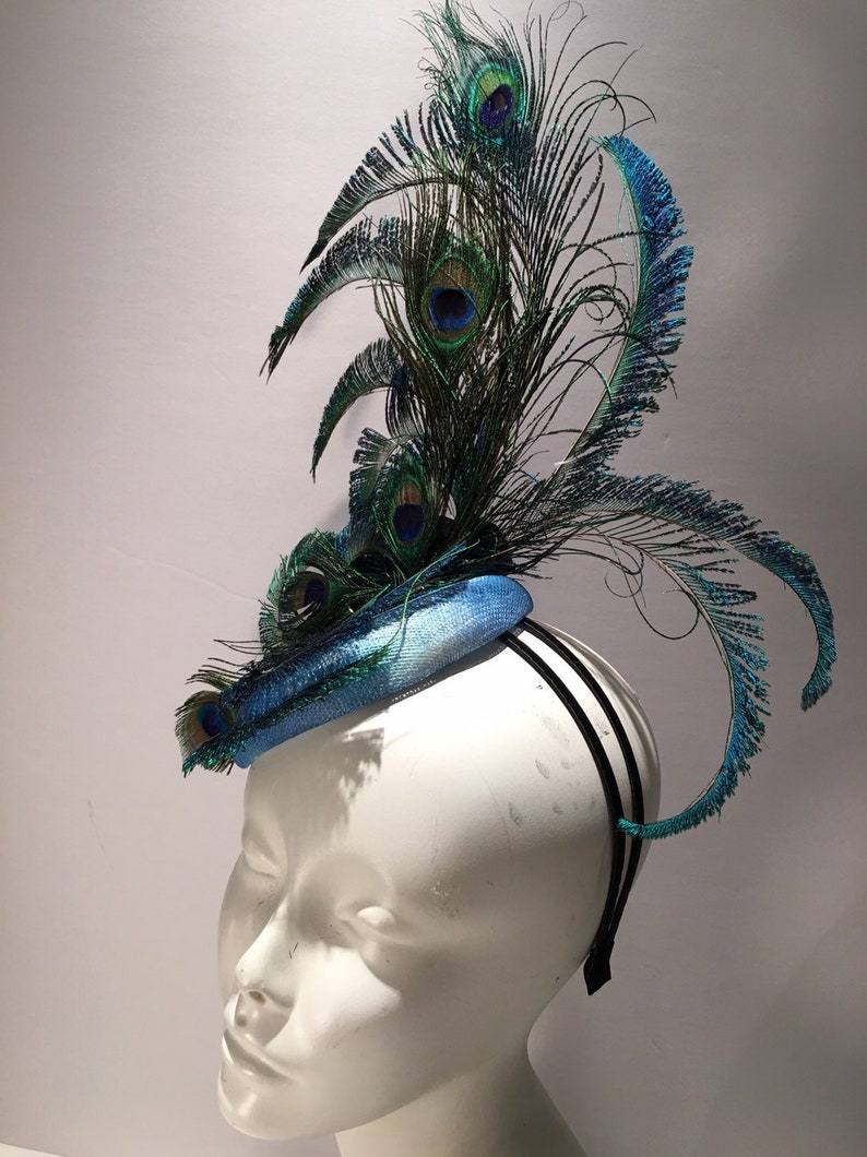 Peacock Fascinator- Navy Hat- Derby image 8