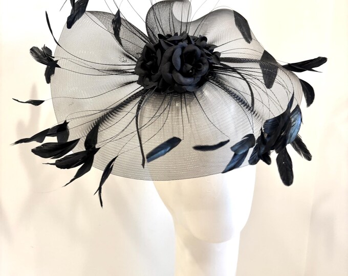 Black feather Fascinators- Cocktail hat- Special Occassion- Racing fashion