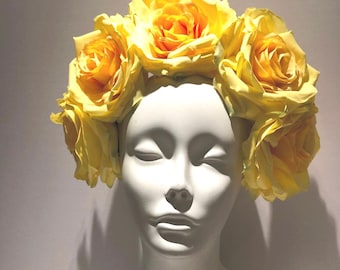 Yellow Rose headpiece- Flower headband