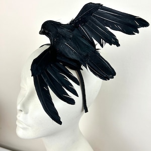 Black Fascinators- Crow costume -Raven Bird Headband- Halloween