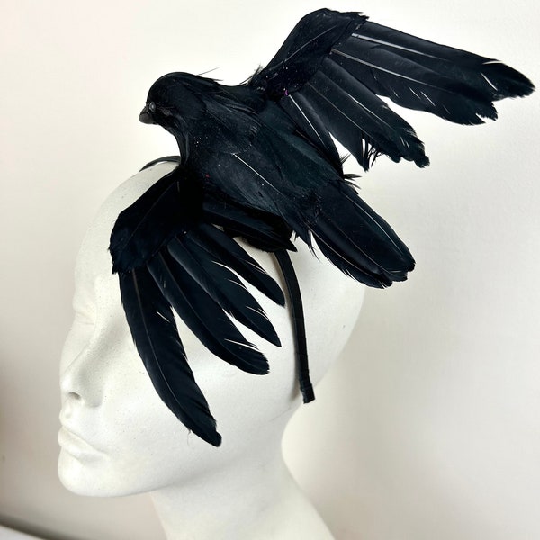 Black Fascinators- Crow costume -Raven Bird Headband- Halloween
