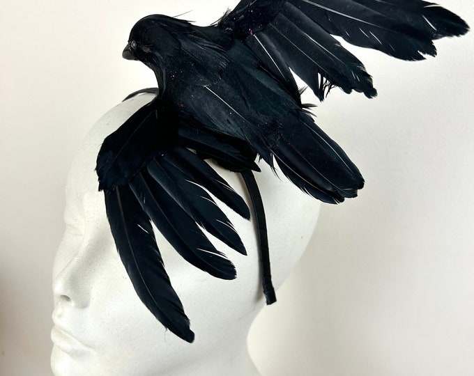 Black Fascinators- Crow costume -Raven Bird Headband- Halloween
