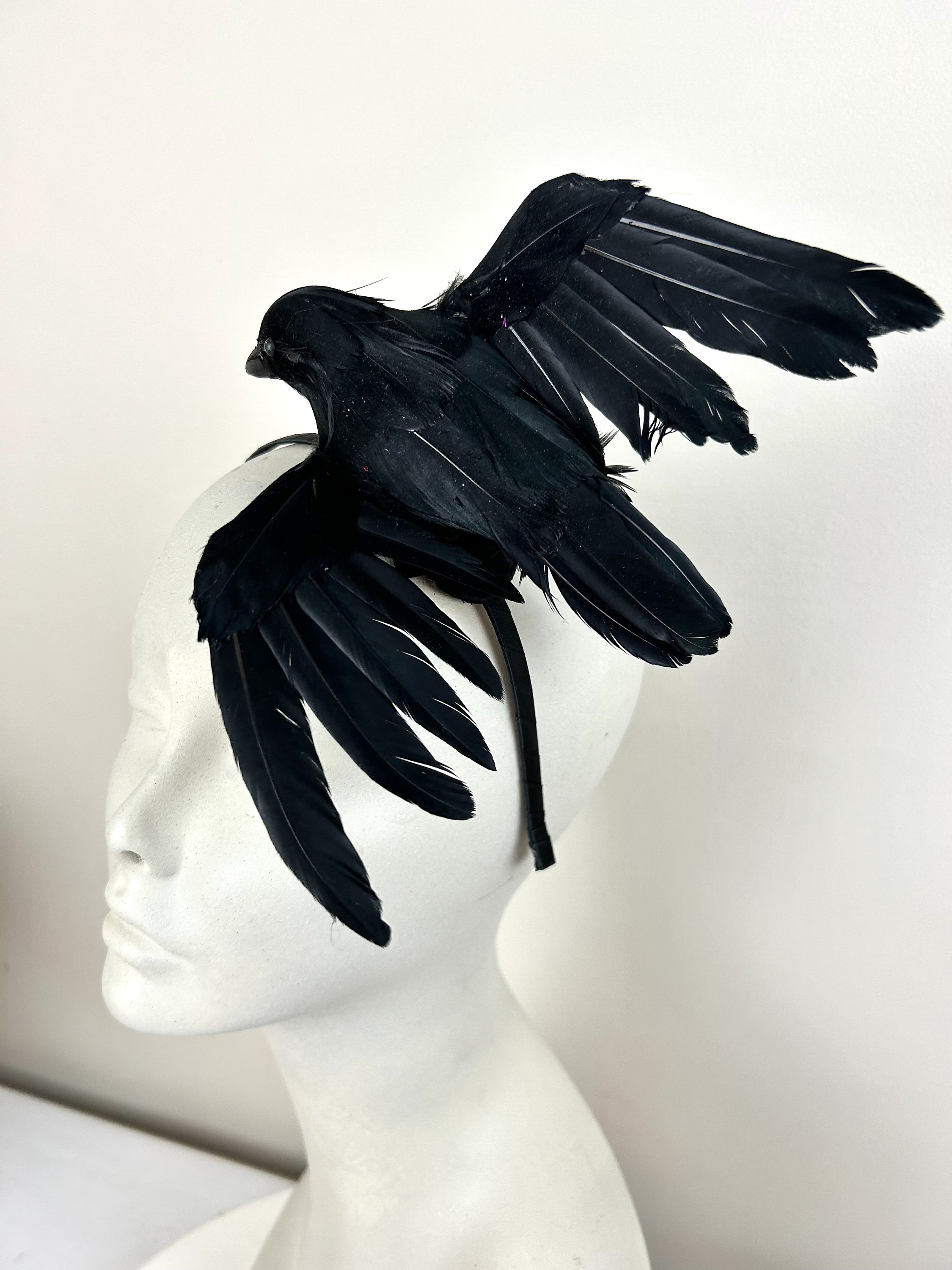 Premium AI Image  A woman in a black bird costume with a black mask and  wings.