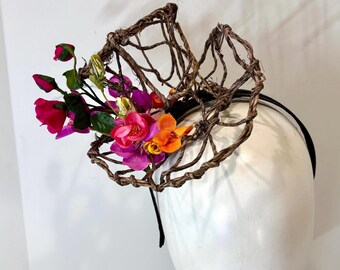 Top Hat Fascinator -Flower Derby Party-  Mad Hatter Tea party