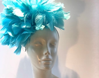 Turquoise Fascinator for Wedding -Tea party- Polo Match- Horse race