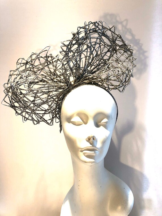 Silver Bow fascinator- Large bow headband