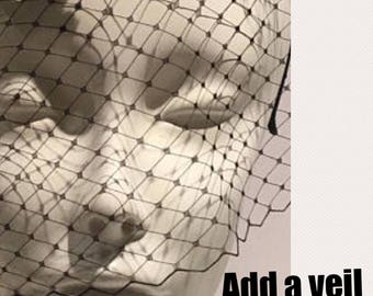 Add a Bird cage to any of my Fascinators in my shop- Custom Birdcage listing, across face or veil behind the head