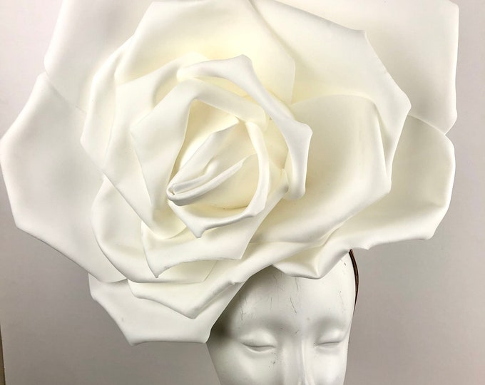 Big White Rose Fascinator -Derby- Diner en Blanc -Rose Headband