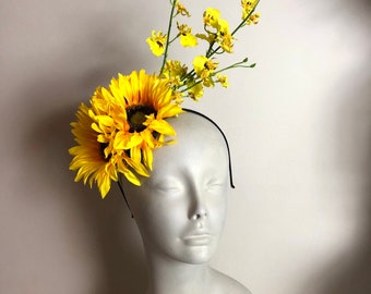 Sun Flower Fascinator -derby Yellow Hat - Etsy display picture 2